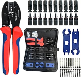 SOLARTRONICS Crimpzangenset, 10 Paar Solarstecker, Männlich/Weiblich Solarpanel Kabelstecker, IP67 Wasserdicht, Steckverbinder für 4mm² - 6mm² Solarkabel mit Solar-Spannschlüssel & Zange