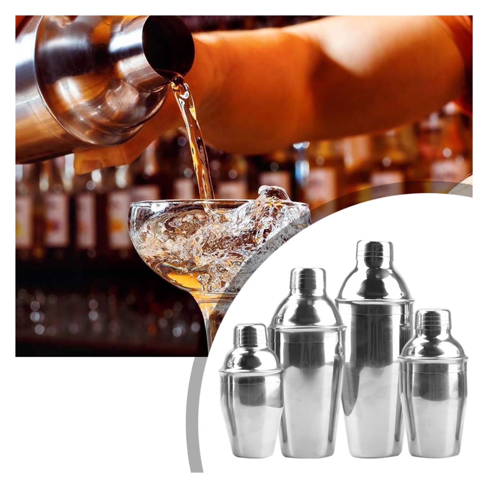 Herramientas for barra de fiesta, 250/350/550/750ml, 1 coctelera acero inoxidable(550ML)