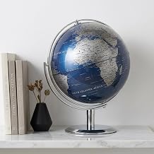 8" Blue World Globe with 720 Rotating Stainless Steel Stand for Adults - Elegant Adult Bookcase Decorative Home Desk Table Office Decor Book Shelf & Gifts