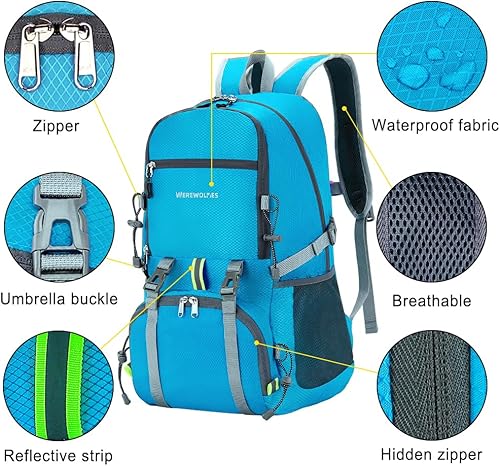 Miniatura 3 de WEREWOLVES Mochila de senderismo ligera de 2035L, mochila ultraligera resistente al agua y plegable para mujeres y hombres