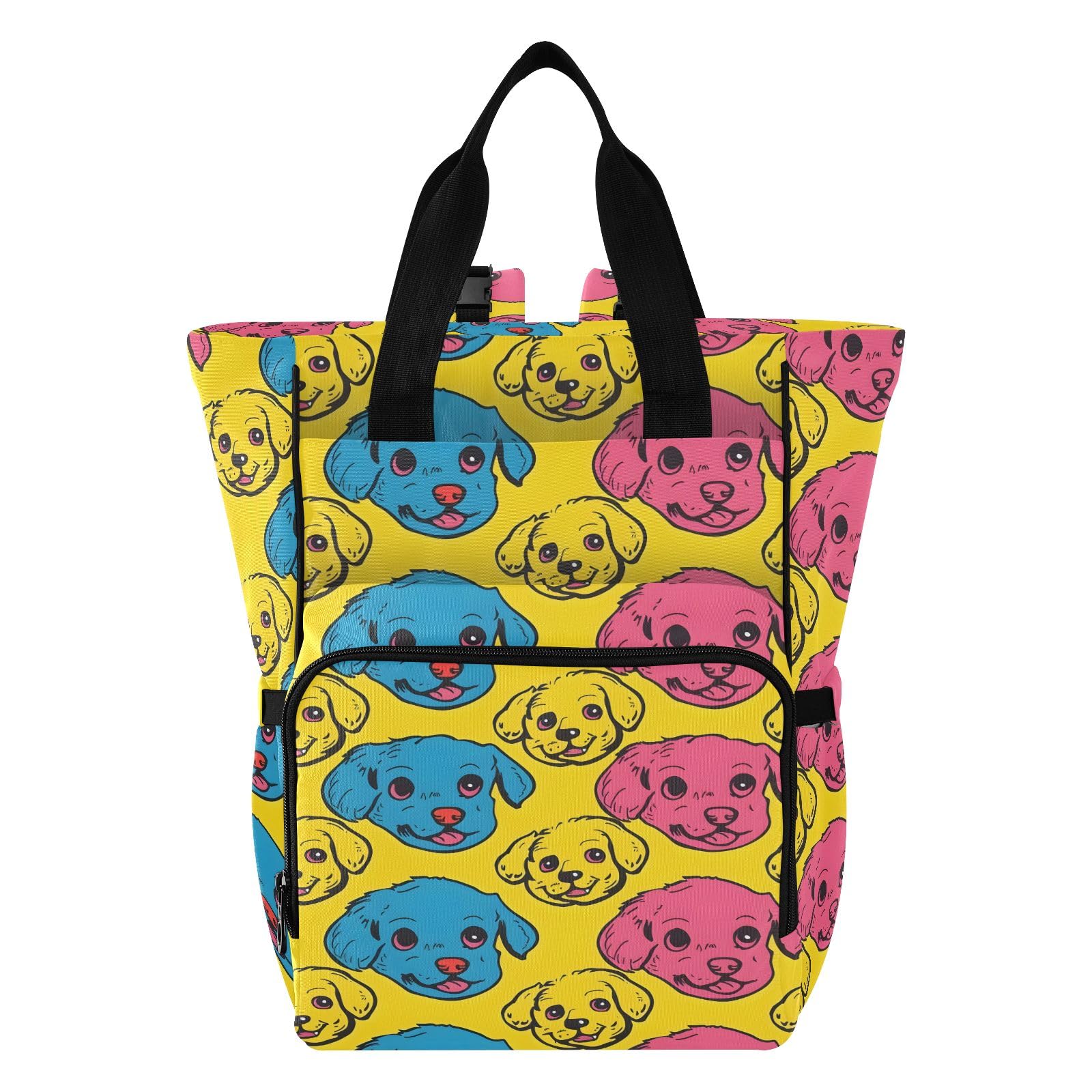 Mnsruu Linea Cucciolo Cartoon Seamless Tinta unita Sfondo Del Bambino Della Borsa Del Pannolino Del Bambino Zaino Grande Borsa Impermeabile Viaggio Pannolino Borse per Mamme