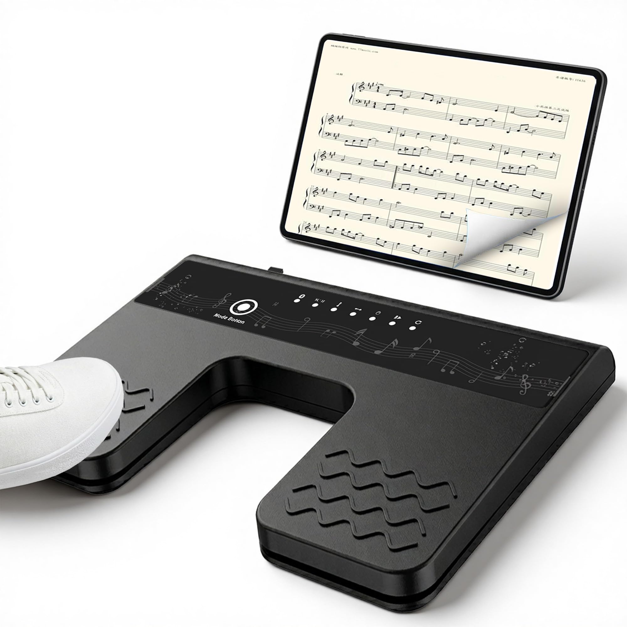 Pedal Cambiador de Páginas Bluetooth: Interruptor de Pie de Bluetooth 6 Modos para Tablet, Smartphones, Recargable, Silencioso para Músicos, Pianistas, para Tocar Instrumentos o Prompts (ABS)