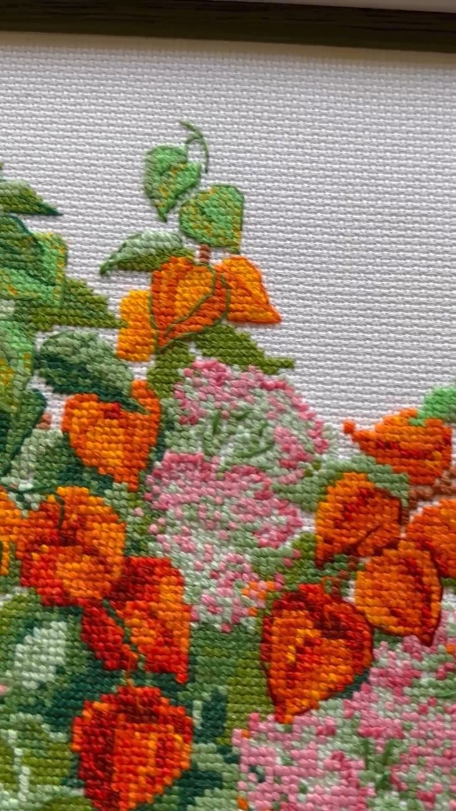 Kit Point De Croix Riolis Bouquet Avec Physalis - Taille 21x30 Cm - Aida 14ct - Neuf