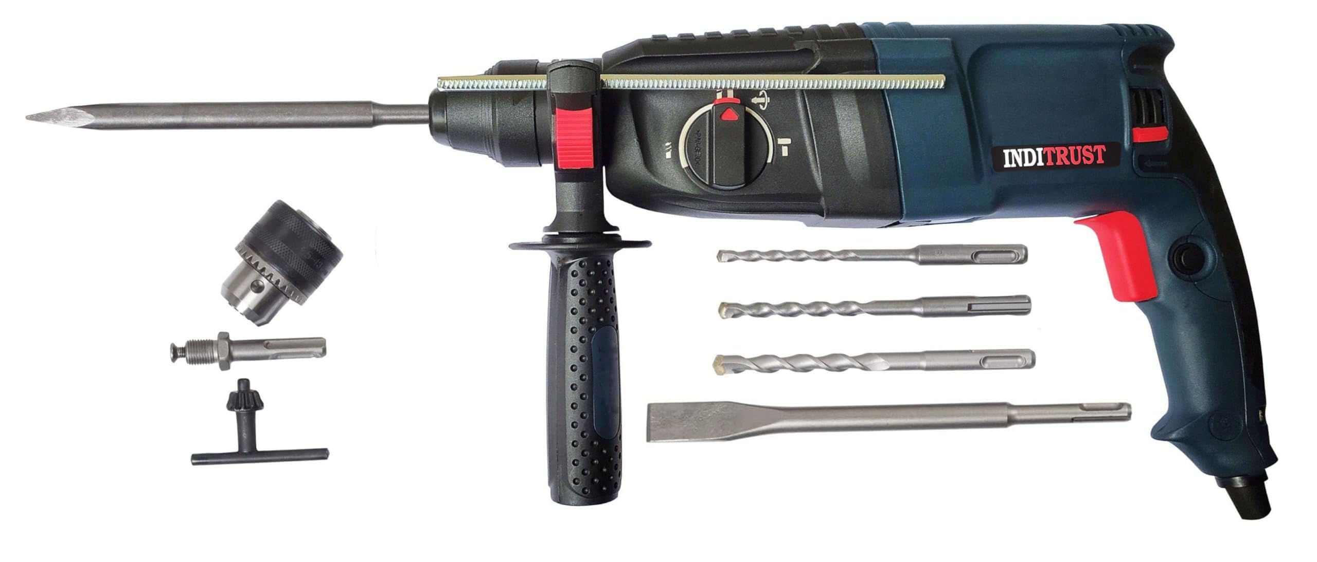 Inditrust New 1250W 26mm 2-26 RE Reversible Rotary Hammer Drill machine 6 MONTHS WARRANTY with 3 Modes 3 Hammers Bits 2 Chisels 13mm Drill chuck Key Adapter set (BLUE) 100% Copper Winding (B0CFVL4XW8) Amazon Price History, Amazon Price Tracker