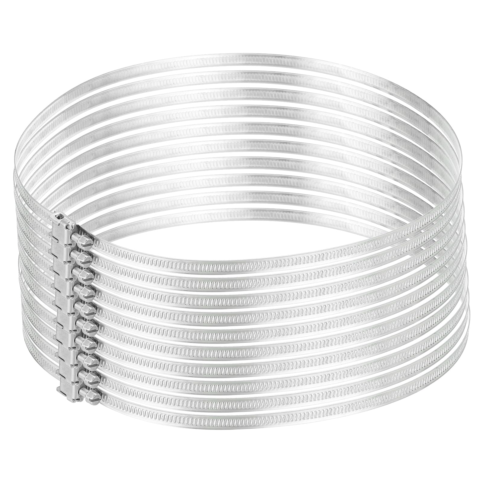 QUARKZMAN 9.5 Pollici Fascette Per Condotti In Acciaio Inox 304, 10 Pezzi Fascette Regolabili Con Meccanismo A Vite Per Condotti Flessibili Riscaldamento Raffreddamento Scarico Ventilazione