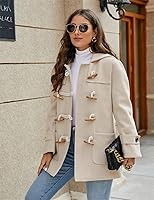 Vista 2 de PAODIKUAI Abrigo de lana con capucha para mujer, abrigo de lana casual, abrigo de invierno