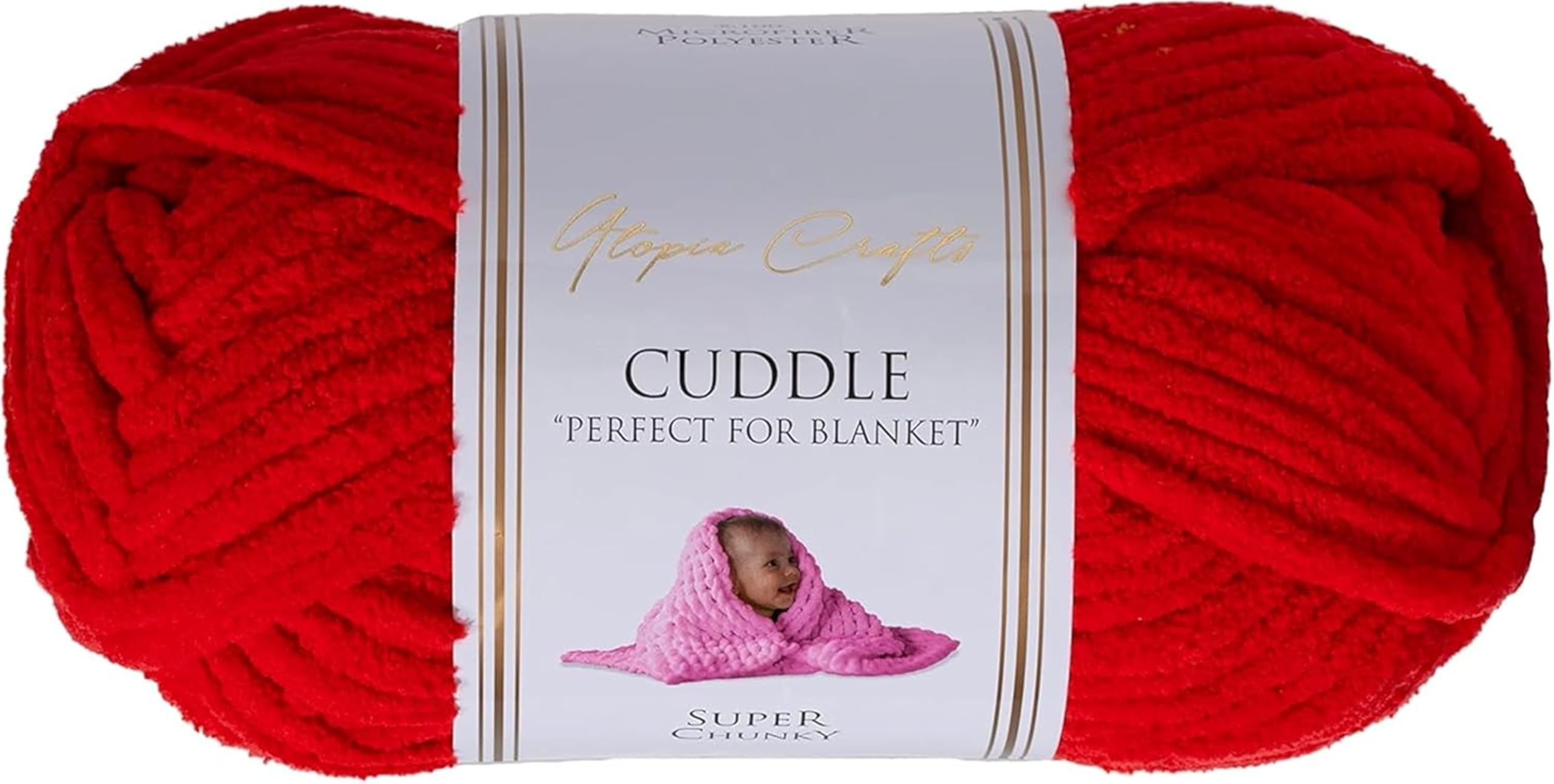 Cuddle Super Chunky Chenille Soft Yarn for Knitting and Crochet (Red, 100g)