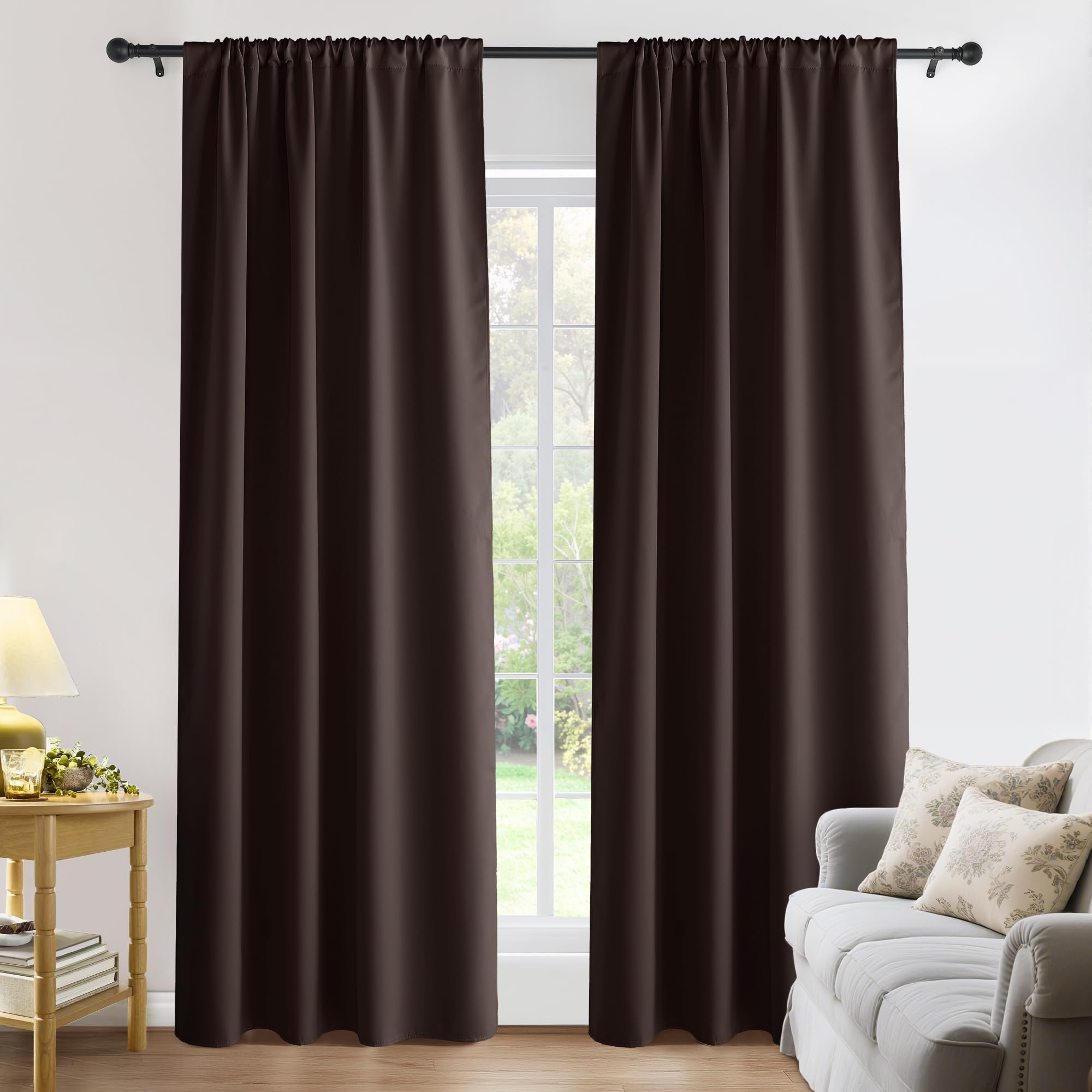 PONY DANCE Blackout Curtains for Bedroom 96 inches Long 2 Panels Set, Thermal Insulated Rod Pocket Black Out Window Drapes, Noise Reducing Window