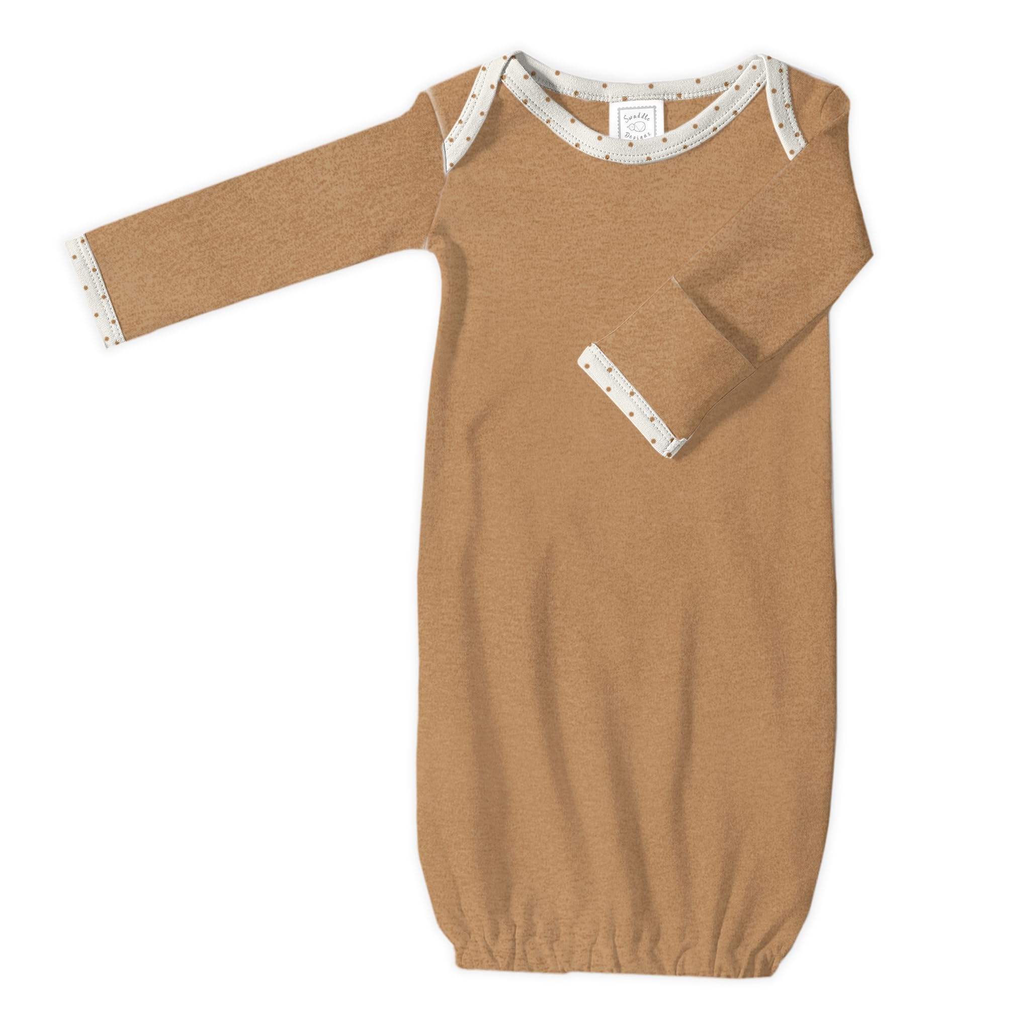 SwaddleDesigns Softest Cotton Baby Pajama Gown with Foldover Mitten Cuffs for Infant Boy and Girl, Newborn, 0-3 Months