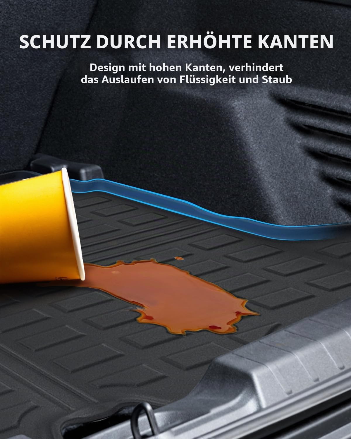 TPE Kofferraummatte Original für Jeep Avenger Hybrid EV 2023-2026 | Hinten Kofferraum Schutzmatte mit Hohem Rand, Rutschfestes und Wasserdichtes, Geeignet für die obere schicht des kofferraum