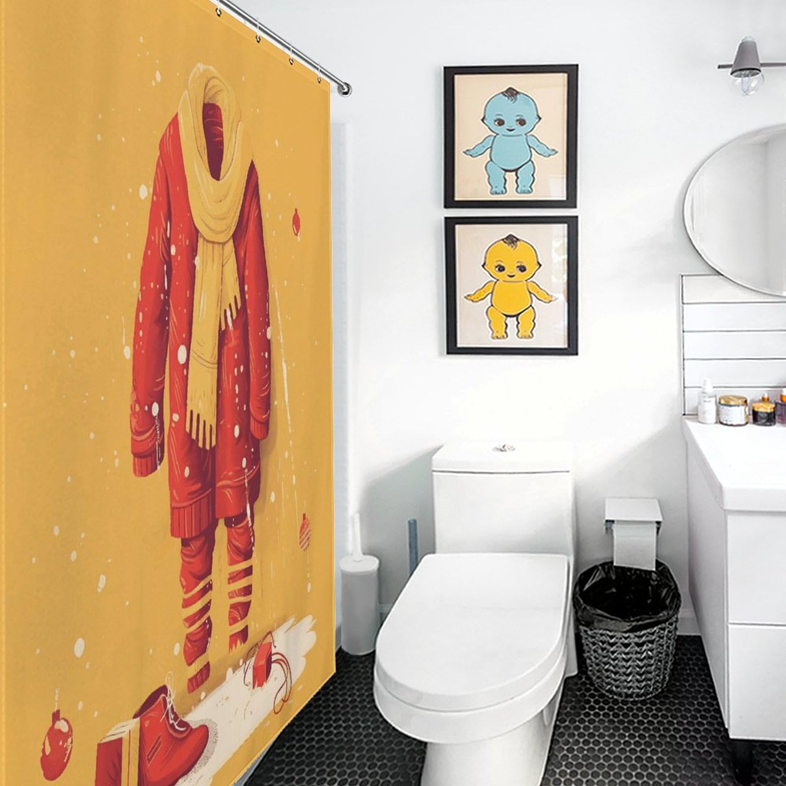 Rideau de douche imperméable en tissu anti moisissure 183 x 183 cm avec 12 anneaux
