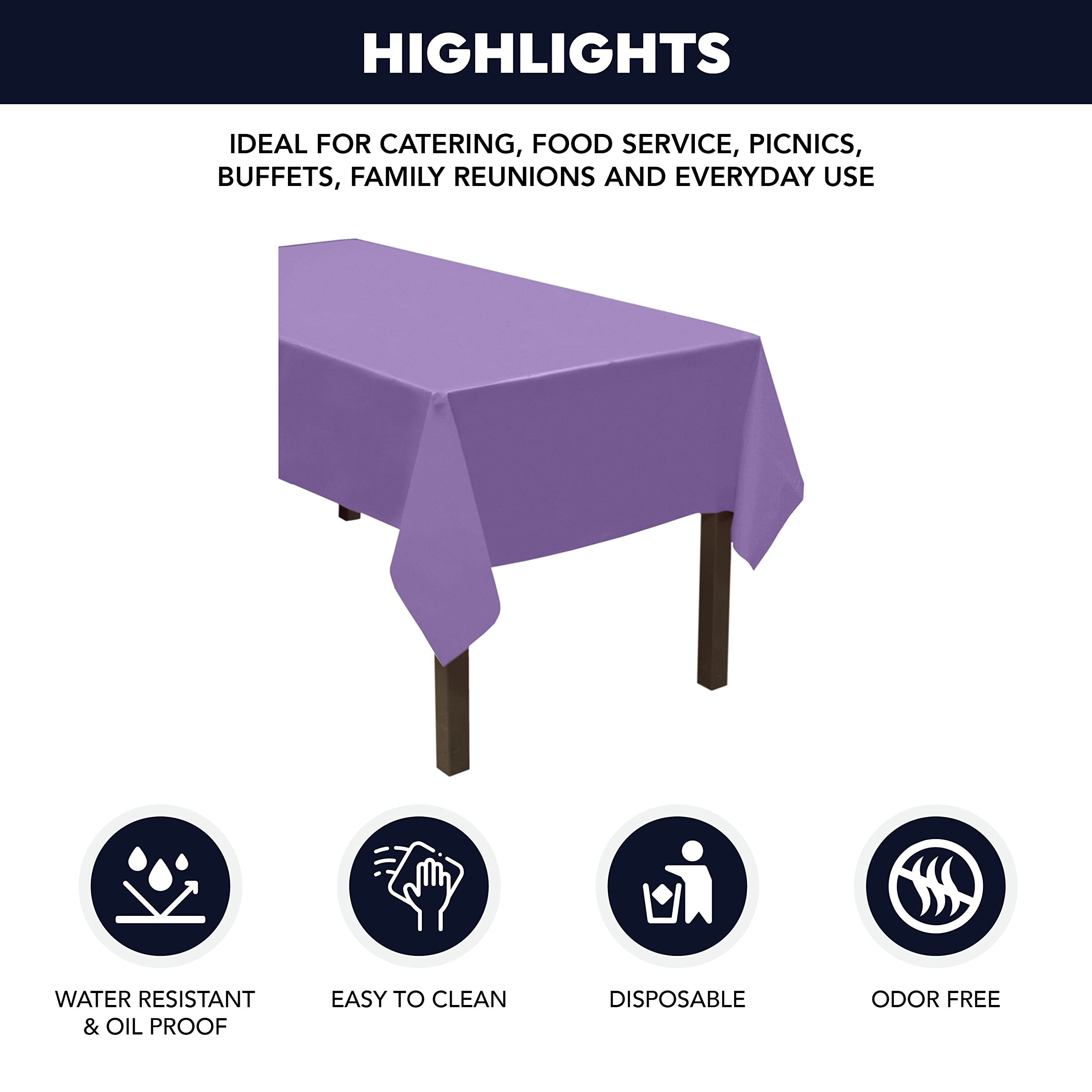 Party Essentials Heavy Duty Plastic Banquet Table Roll Available in 27 Colors, 40" x 150', Royal Purple, 1800 x 40 inch (Rectangular) - Image 2