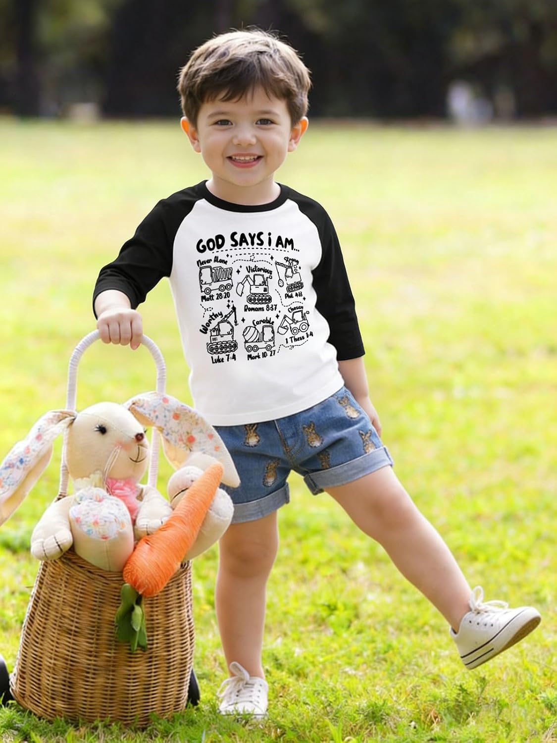 Toddler Easter Shirt Girls Boys Easter Clothes Raglan 3/4 Sleeve Funny Graphic Tees Top - Image 4