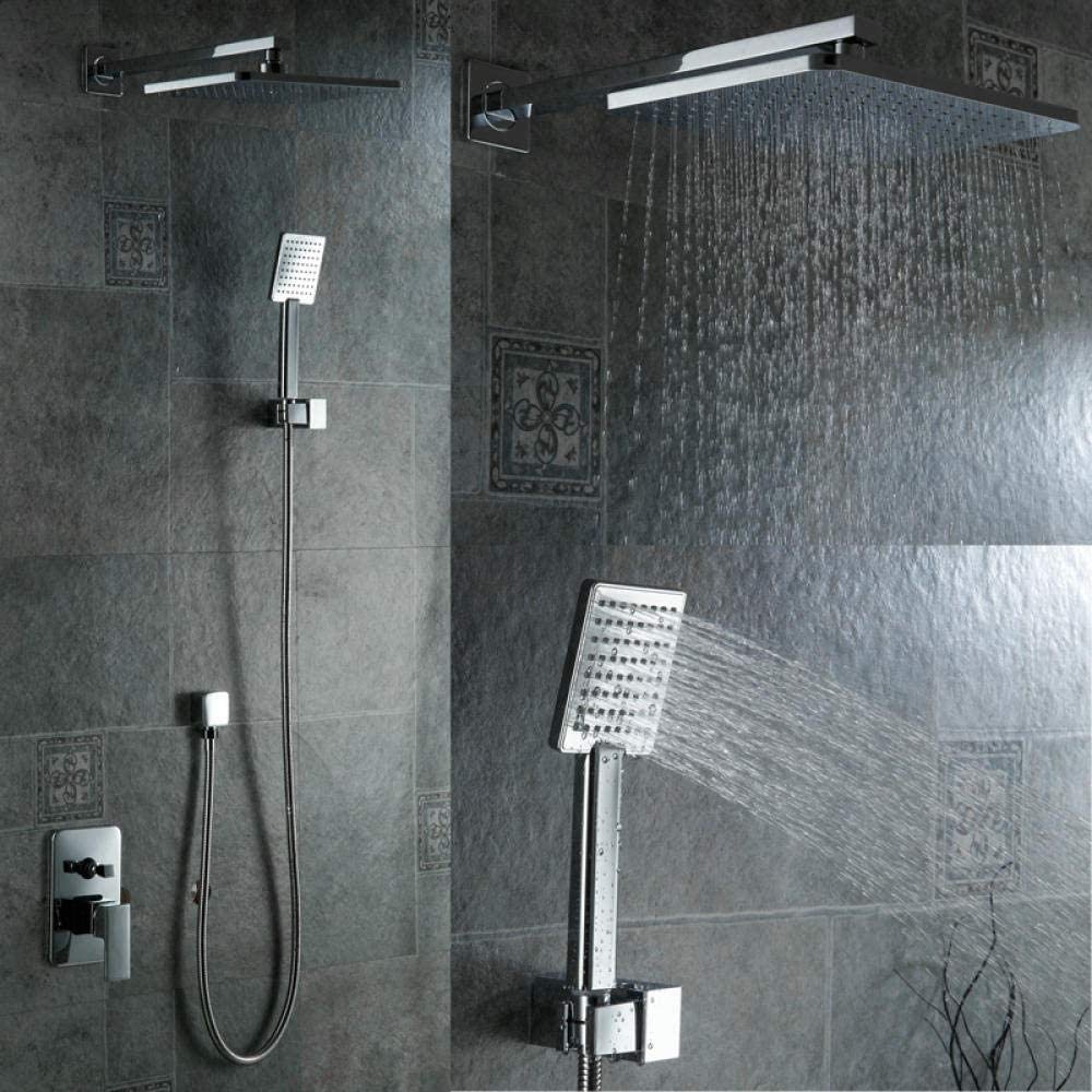 Kit de robinet de douche encastrable avec ensemble de douche carré de luxe mural en acier