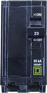 SCHNEIDER ELECTRIC Miniature 120/240-Volt 20-Amp QHB220 Molded Case Circuit Breaker 600V 100A, Black
