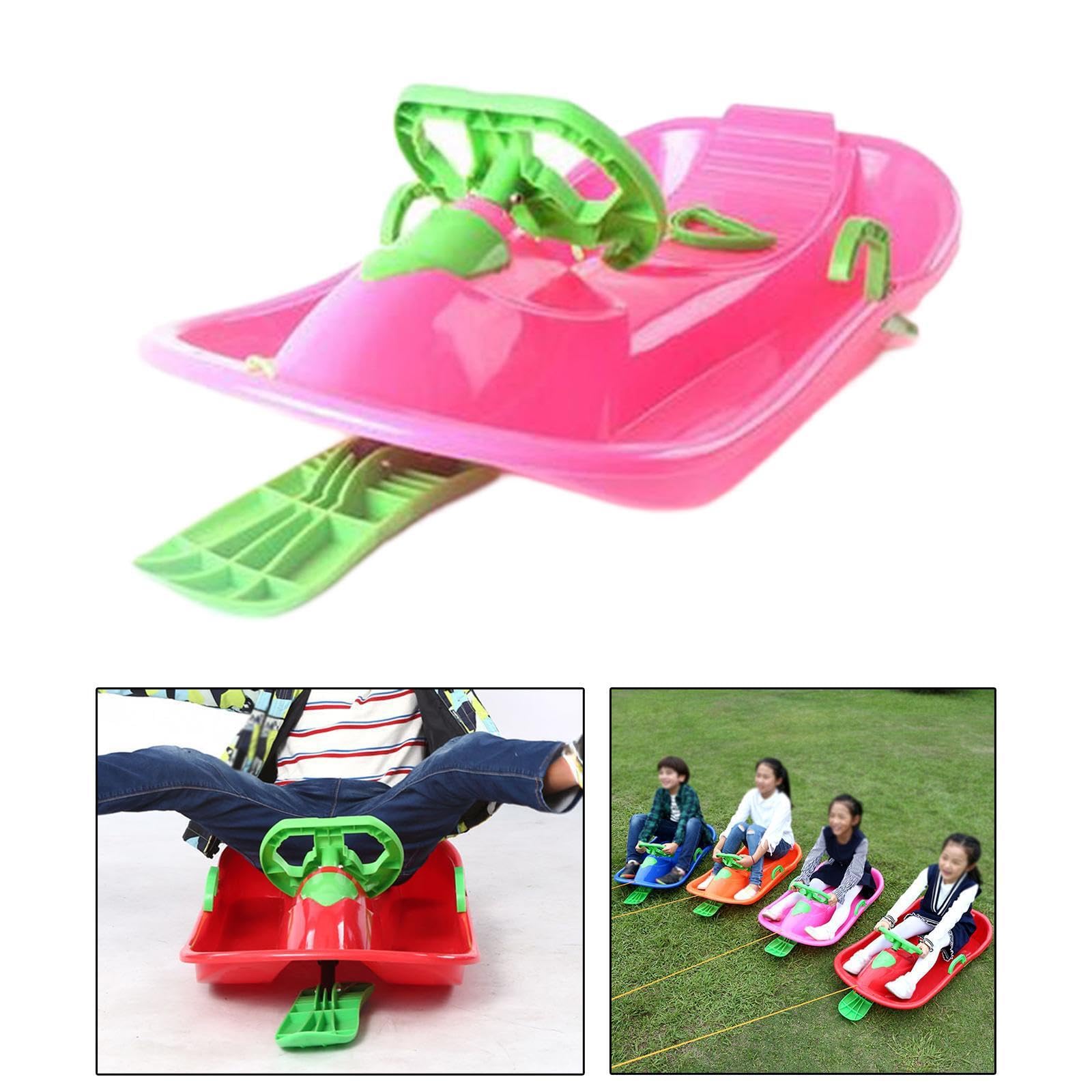 Luge réinventée pour des Sensations Fortes en Toute sécurité sur Neige, Sable Herbe ! Luge orientable pour Enfants avec Volant.