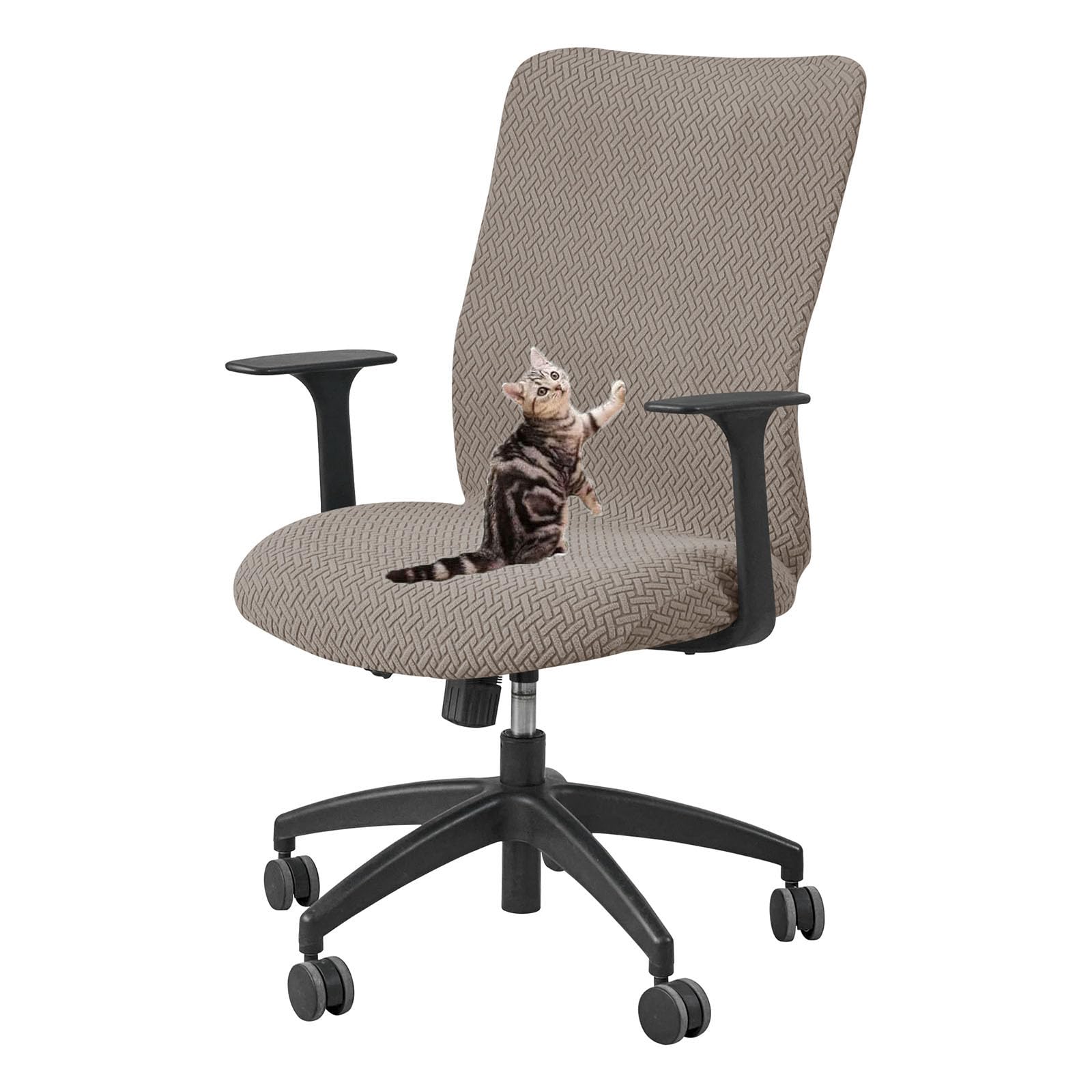 HACLEN Stretch Computer Chair Cover, Anti-Scratch Spandex Office Chair Slipcover, Durable Desk Chair Protector for Executive & Rotating Chairs (Khaki,one size)