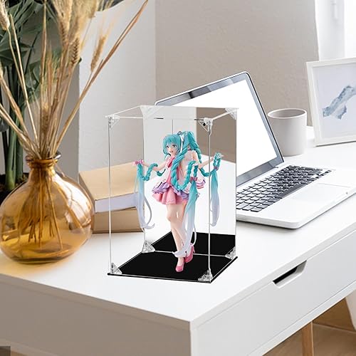 Miniatura 4 de Vitrina de acrílico transparente para figuras de acción con parte trasera espejada, caja de almacenamiento a prueba de polvo, estuche de vidrio