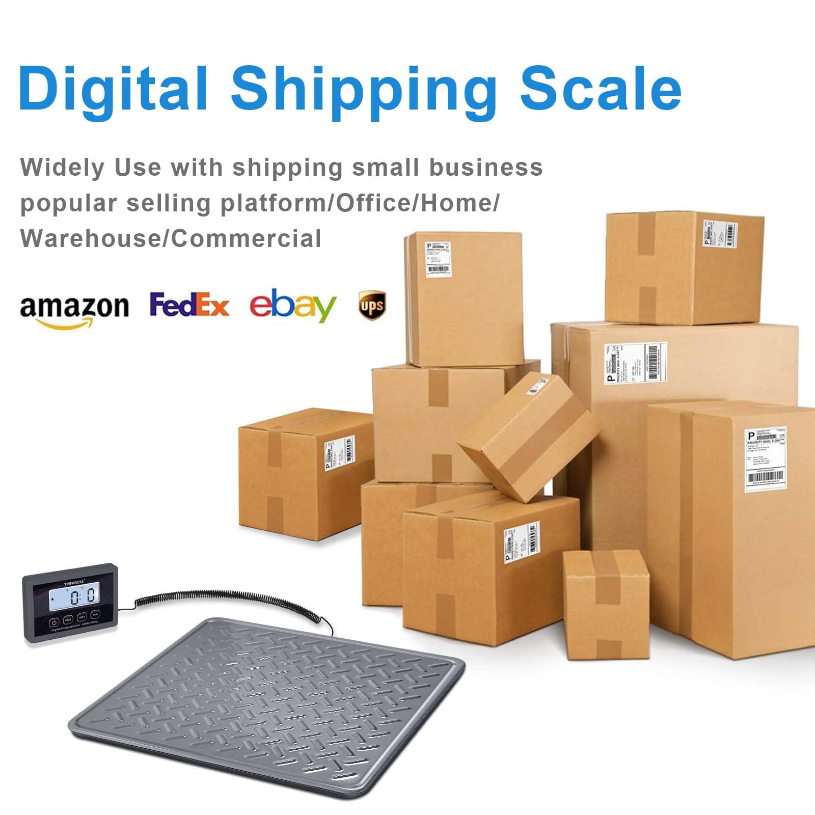 THINKSCALE Bilancia Elettronica per Spedizioni, 199,6 kg/28,3 g, Digitale, Resistente, con Grande Piattaforma in Acciaio Inox Resistente
