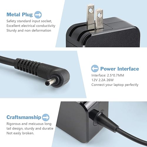 Miniatura 4 de Adaptador de cargador Chromebook de 26 W compatible con Samsung 11.6" Chromebook 2 3 Series y más adaptadores de fuente de alimentación