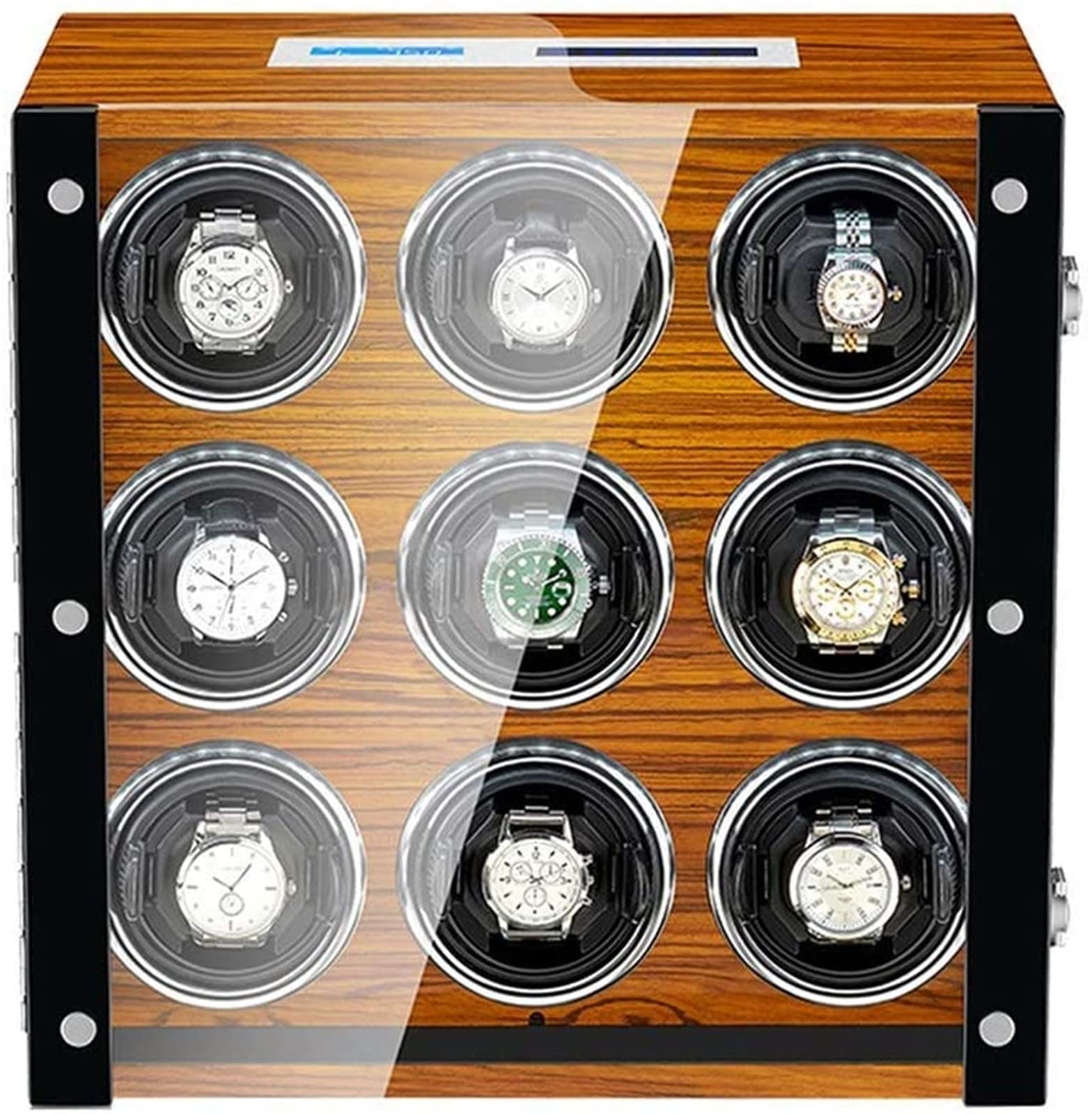 CGCSYZ Watch Winder For 9 Automatic Watch With LED Illumination LCD Touch Screen Display Piano Finish Super Quiet Motor Accessories (Brown)