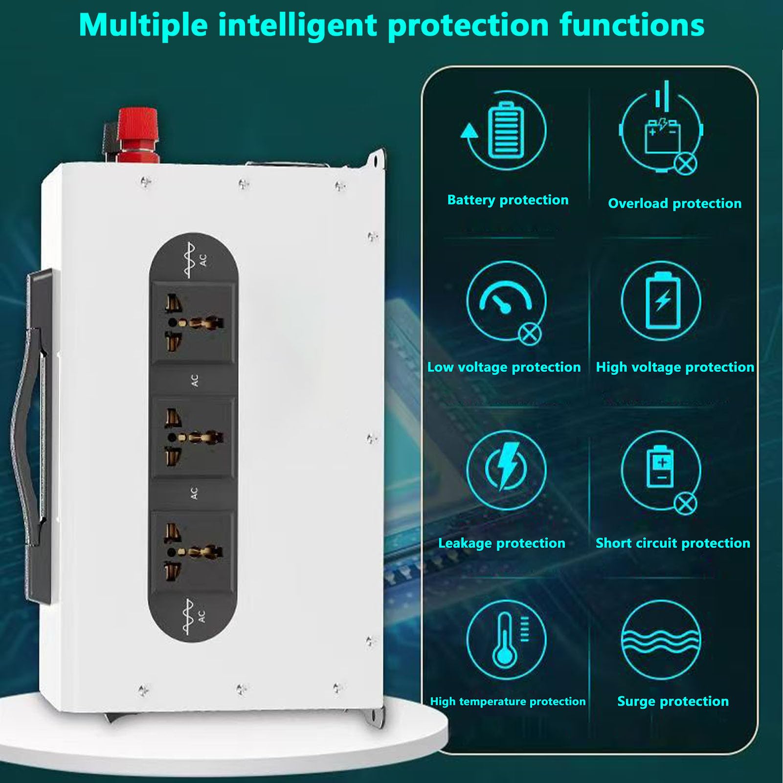 Przetwornica Napięcia O Mocy 1500 W Z Czystą Falą Sinusoidalną 12/24 V/48 V/60 V/72 V Dc Na 110 V/220 V Ac Dla Domu/kampera/ciężarówki Off-grid Inwerter Energii Słonecznej Z Usb, 5 Gnia(Size:72V-110V)