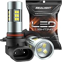 SEALIGHT H10/9145/9140 LED Fog Light Bulbs 6000K Xenon White - 27 SMD Chips, 360° Illumination, Plug & Play Pack of 2