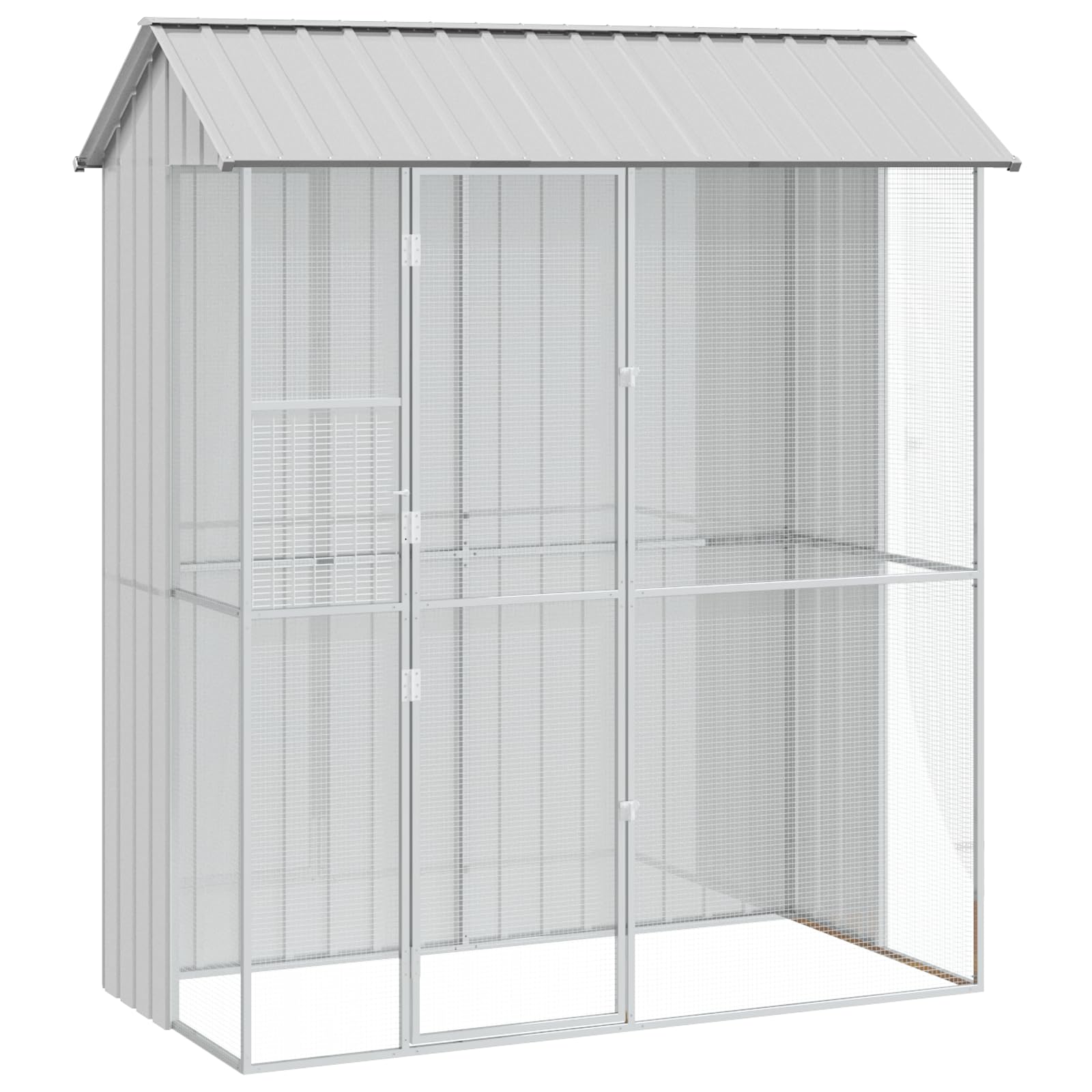 SKM Voliere Grau 215x110x247 cm Stahl,Tier- & Haustierbedarf,Haustierbedarf,Vogelbedarf,Vogelkäfige & -ständer,Grau,53.7KG,3325173