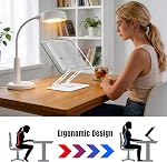 HAUTOCO Adjustable Acrylic Book Stand for Reading, 360° Rotating Base, Foldable Desktop Book Holder with Elastic Page Clips, Hands-Free Cookbook Stand for Laptop, Tablet, Recipe, Textbook, Music Score