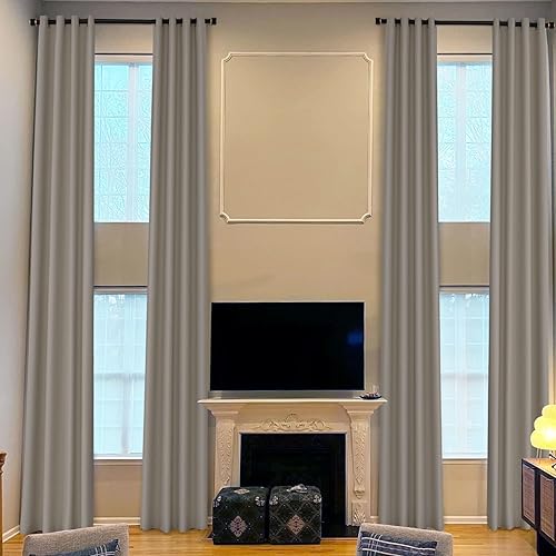 Cortinas opacas extralargas de 132 pulgadas de largo con ojales en la parte superior, cortinas de oscurecimiento de la habitación, cortinas altas