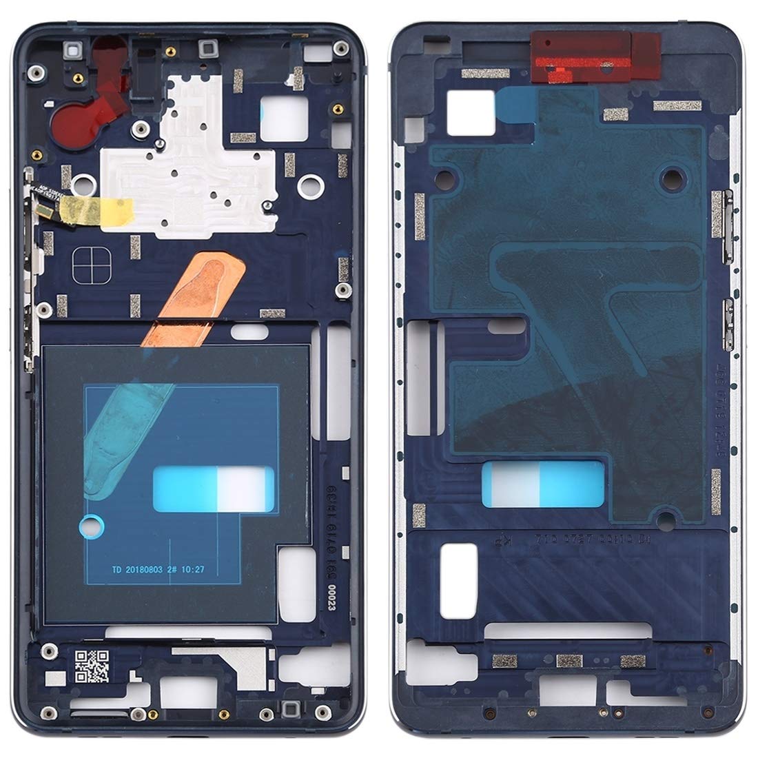 Cadre central Nokia 9 PureView bleu châssis avant support d'écran LCD de remplacement - 7
