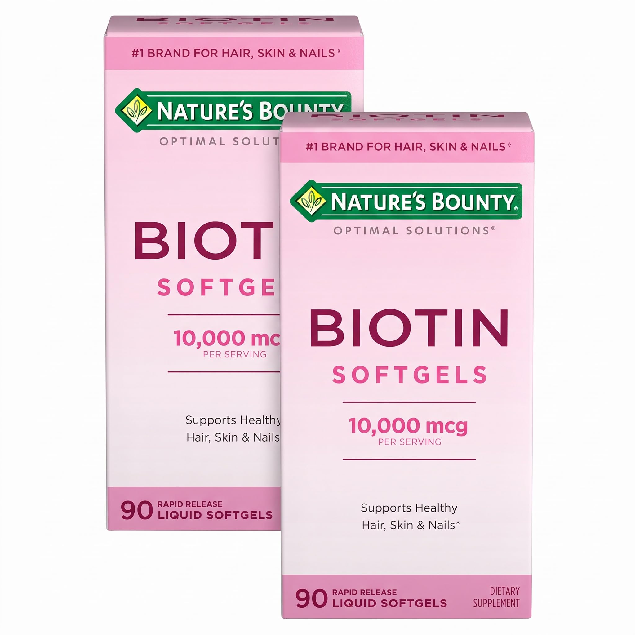 Nature's Bounty Biotin 10000mcg Supplement, Supports Healthy Hair, Skin and Nails, Optimal Solutions Hair Vitamin with Biotin, 90 Rapid Release Liquid Softgels