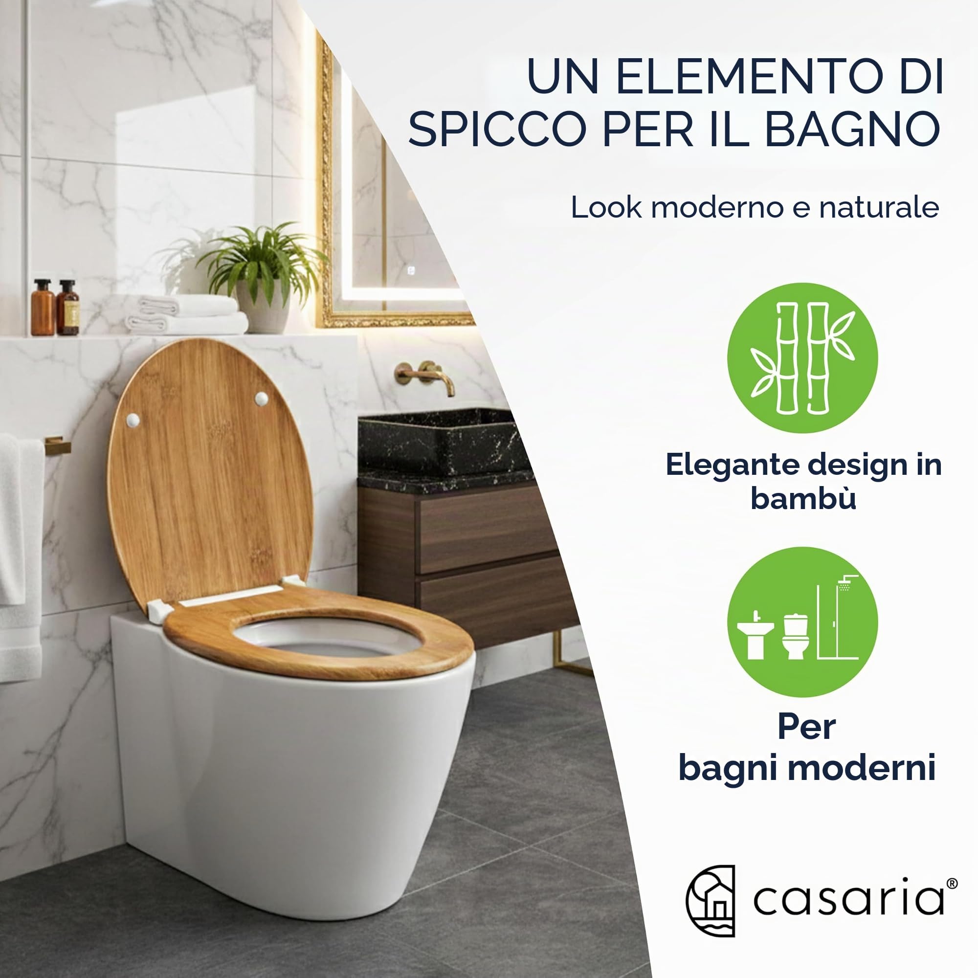 Casaria Copriwater Universale Doppia Chiusura Silenziosa Duroplast Antibatterico Montaggio Rapido