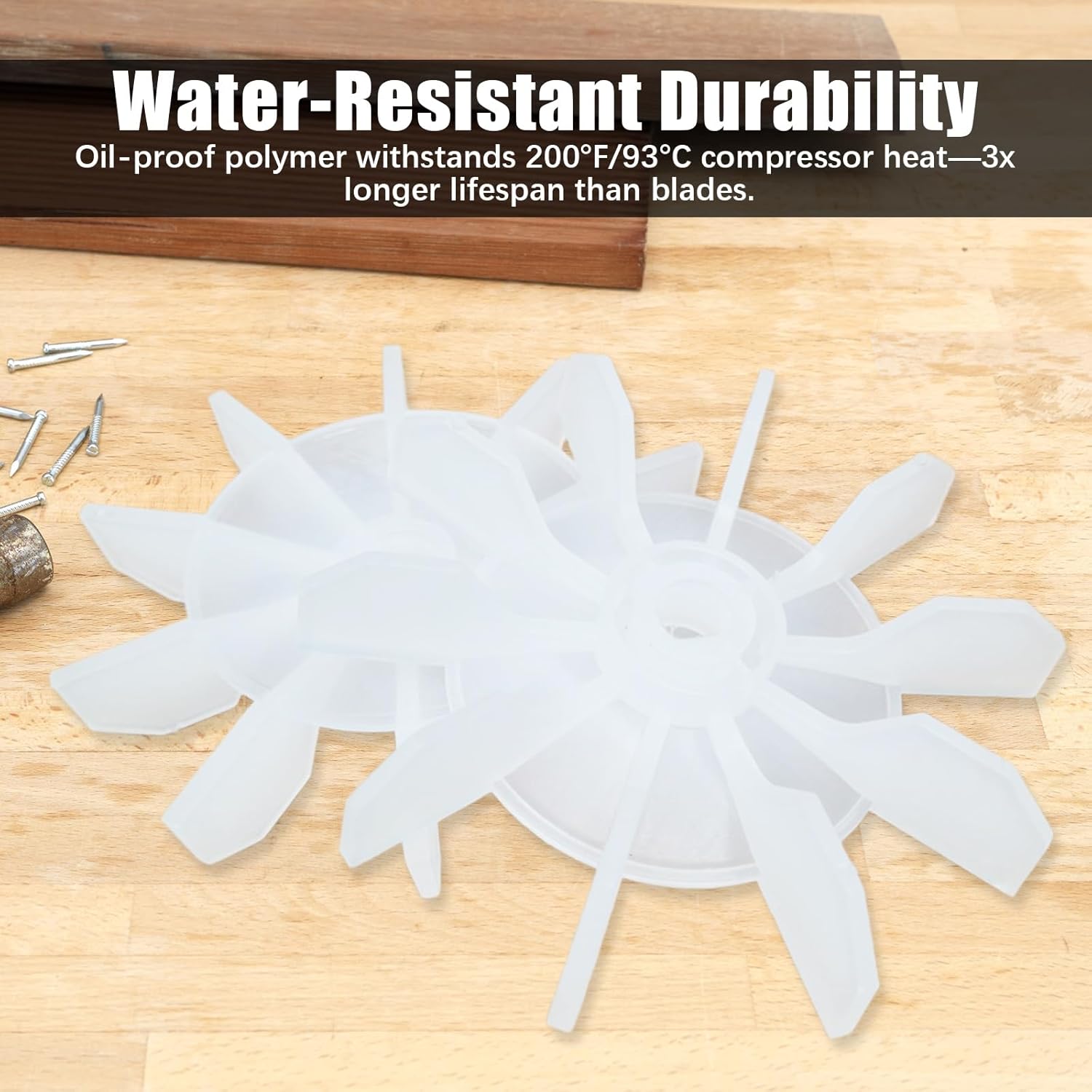 Air Compressor Fan Blade, 2Pcs Replacement for Central Pneumatic Compressor Parts and Air Compressor Parts, White Direct Blades (14MM D-Hole, 135MM Diameter)