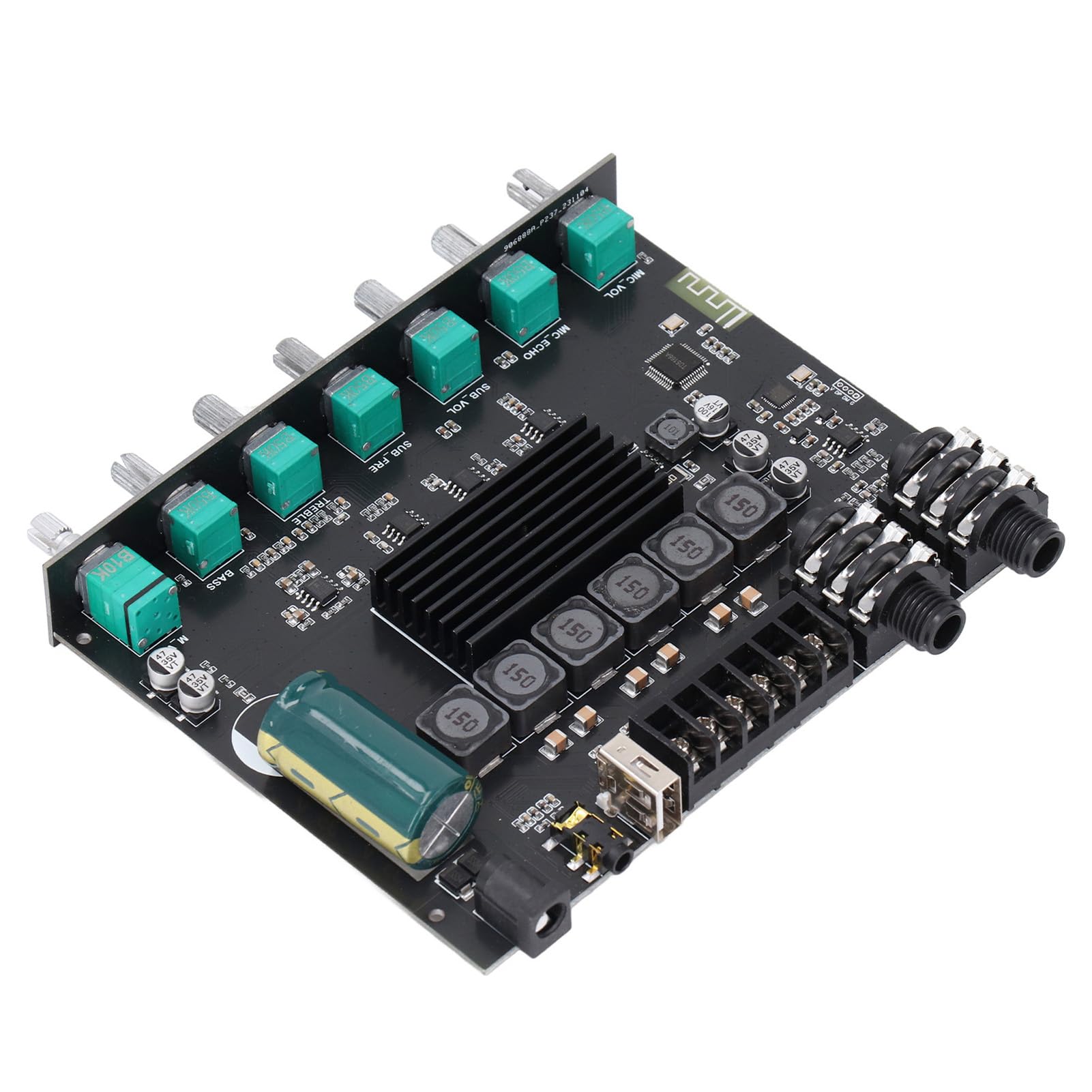 Bluetooth Digital Amplificateur Module 2.1 Carte d'amplificateur d'alimentation du Canal avec Carte sonore TPA3116D2 Prise en Charge USB Disque USB Mic DC12 24V pour Le système