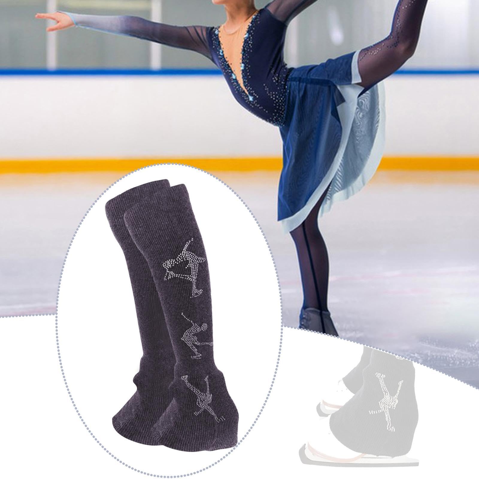 Baoblaze Scaldamuscoli per Pattinaggio Artistico, 2 Pezzi, Maniche estese, Caldi, Leggeri, alla Moda, coprigambe per Allenamento di Danza Classica, Grigio Scuro