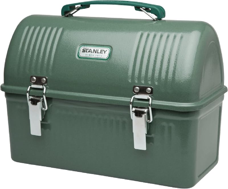 Fiambrera clásica de 10 cuartos | Lonchera de metal vintage | Recipiente de comida duradero con asa y pestillo | Almacena Alimentos, Bebidas, Termos, Botellas de Agua | Verde martillo