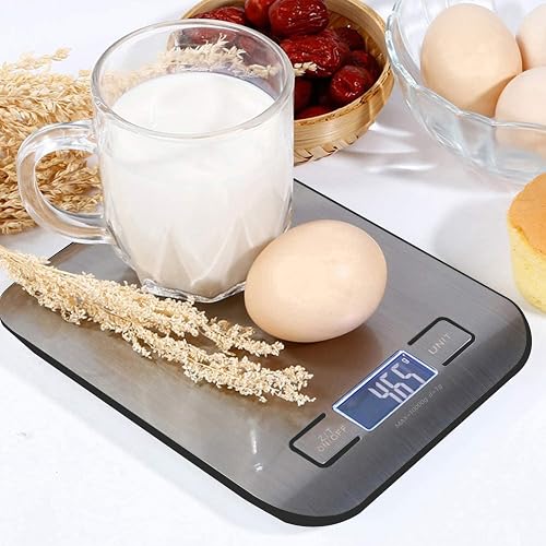 Bilancia Da Cucina Digitale, 10 kg, Bilancia Elettronica In Acciaio Inox, Elegante Bilancia Alimentare Ultra Sottile, Bilancia Elettronica Per Casa e Cucina Con Display Lcd, Funzione Tara (Argento) - 6