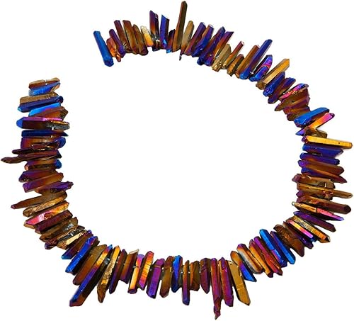 Miniatura 17 de rockcloud rocas naturales de cristal, cubiertas de titanio, cuarzo claro, en punta, hebra de 15 pulgadas