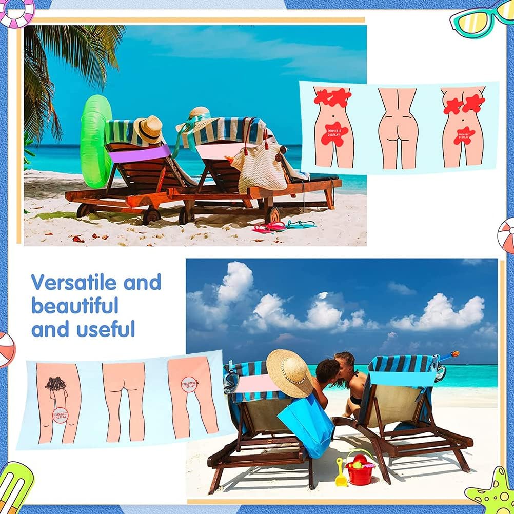 Beach Towel, Sexy Nude Woman Men Cartoon Towels Microfiber Bath Towel Quickly Absorbent Beach Blanket Naked Swimming Beach Towel
