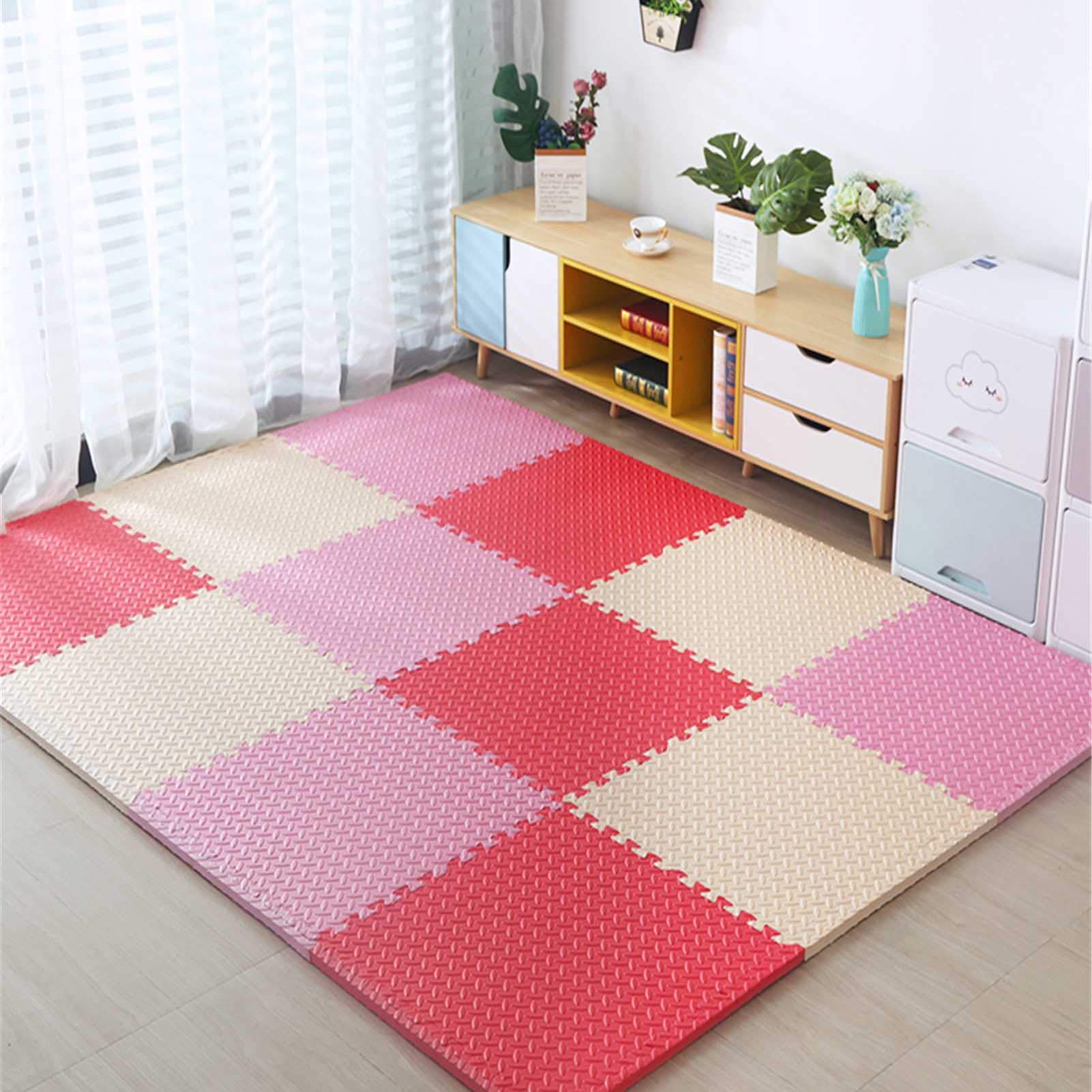 Tappetini Da Gioco in Schiuma Da 23 X 23 Pollici, Tappetini Da Gioco in Schiuma Ad Incastro Per Bambini Per Attività in Camera Letto Soggiorno Palestra - Arredamento Per La Casa,Beige+pink+red,6