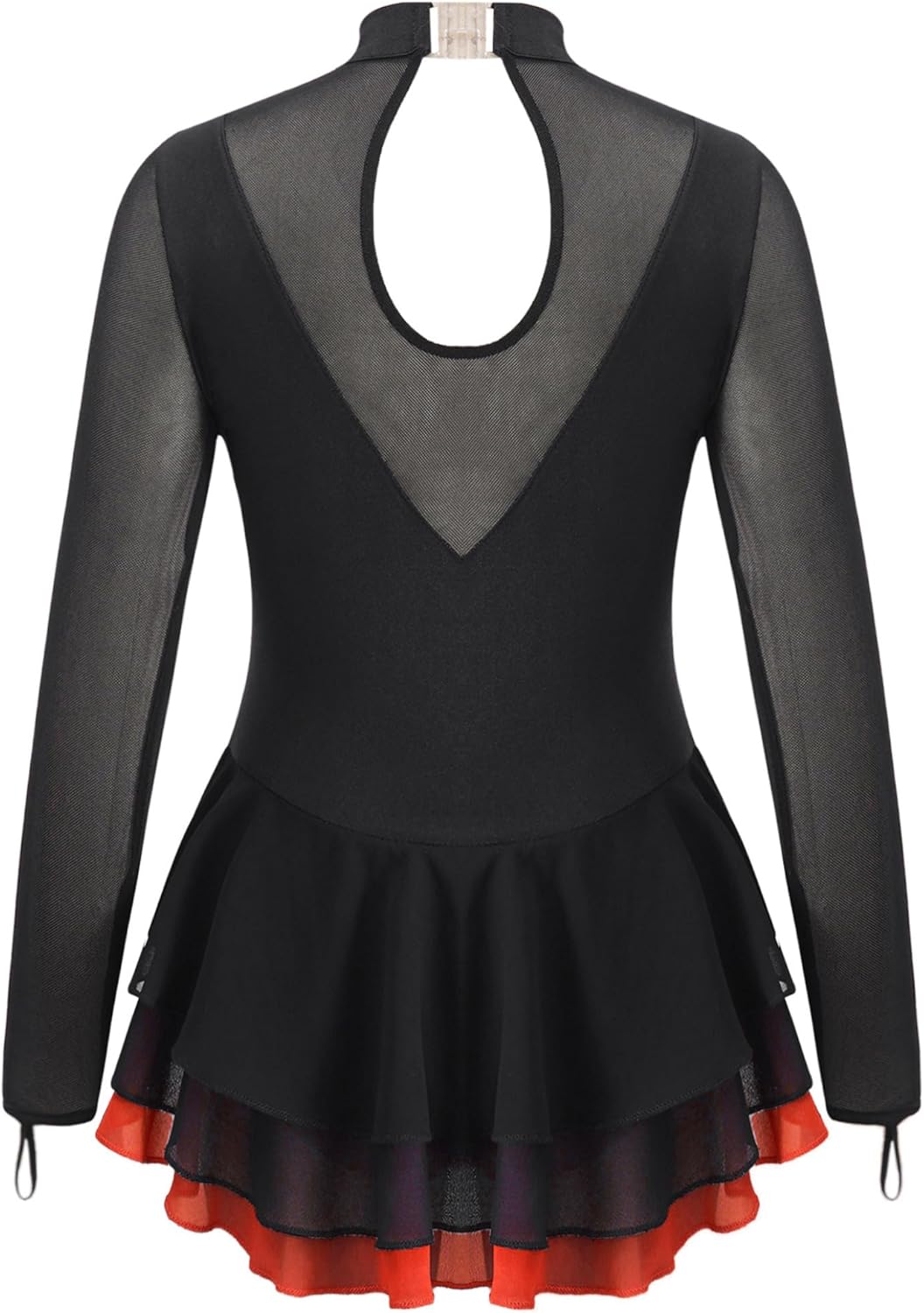 Shinsto Kids Girls Figure Skating Dress Long Sleeves Ballet Dance Gymnastics Leotards Tutu Dress