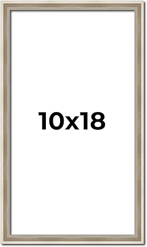 Poster Palooza Marco plateado de 10 x 18 pulgadas, moderno marco de madera maciza Ancho de moldeo de 0.75 pulgadas con plexiglás acrílico UV,