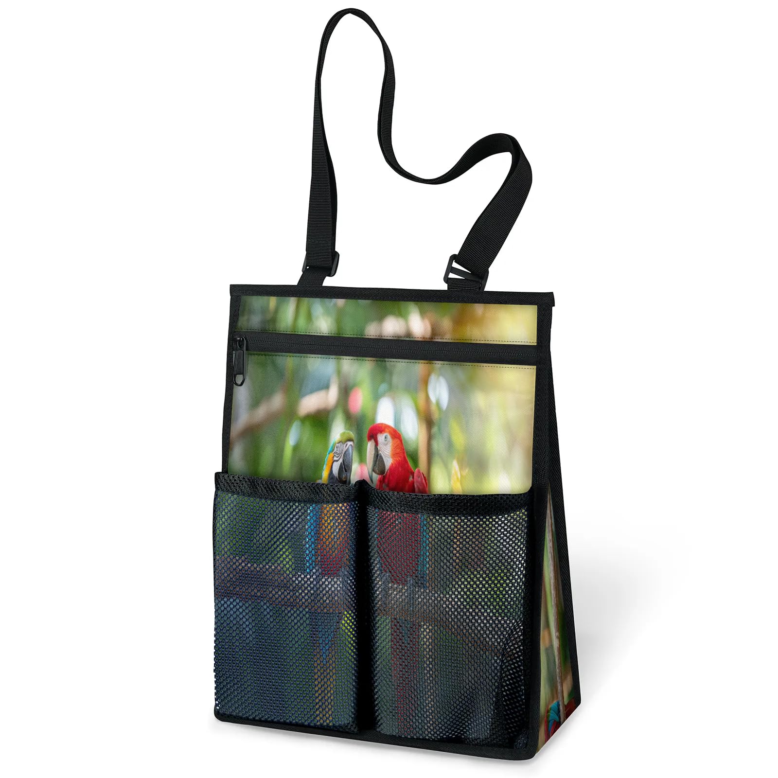 Ourtheme Colorful Parrots Bird Portable Shower Bag for Travel Gym Camp Beach Tote Shower Caddy Bags Hanging Toiletry