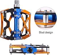 Vista 8 de Mzyrh - Pedales de bicicleta de montaña, ultra fuertes, coloridos, mecanizados CNC, de 9/16 pulgadas, ciclismo sellado con 3 rodamientos