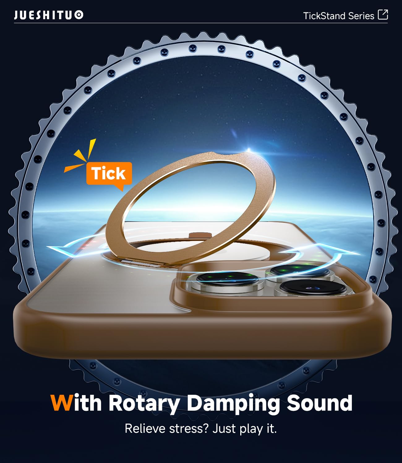 JUESHITUO Supporto Magico 360° Cover per iPhone 16 Pro con Magsafe [Protezione Militare] [Supporto Invisibile] Resistente Agli Urti e Graffi Ultra-sottile Ultra Sottile Custodia, Oro del Deserto