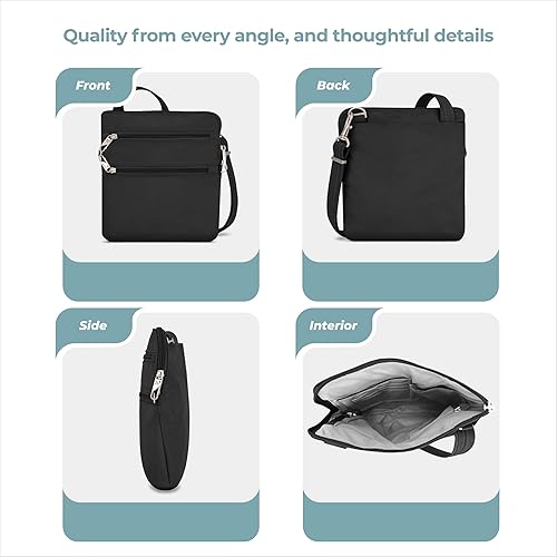 Miniatura 5 de Travelon Bolso cruzado clásico antirrobo con cremallera Dbl Negro Clásico
