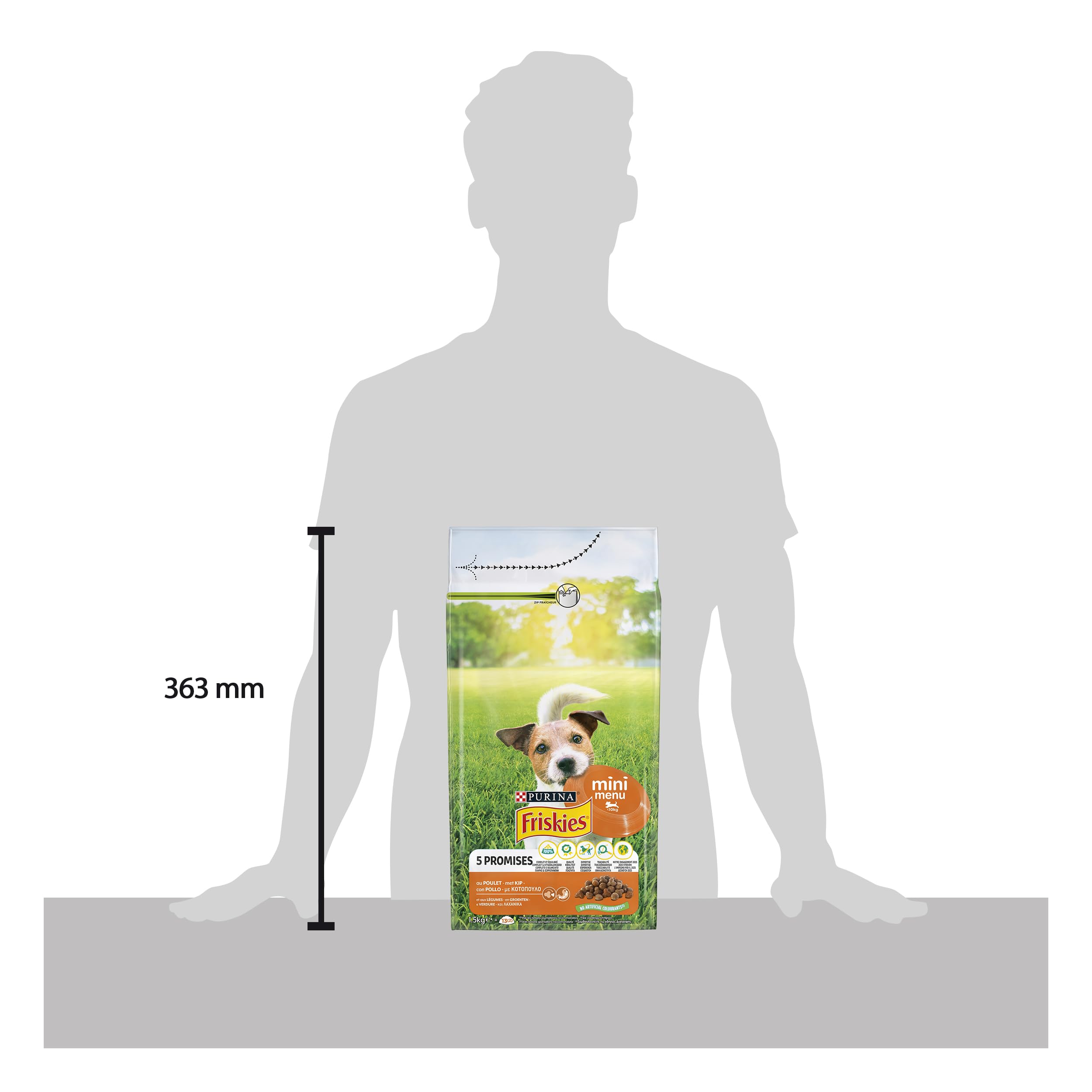 PURINA FRISKIES Mini Menu Vitafit Crocchette per Cani Adulti con Pollo e Verdure 1.5kg