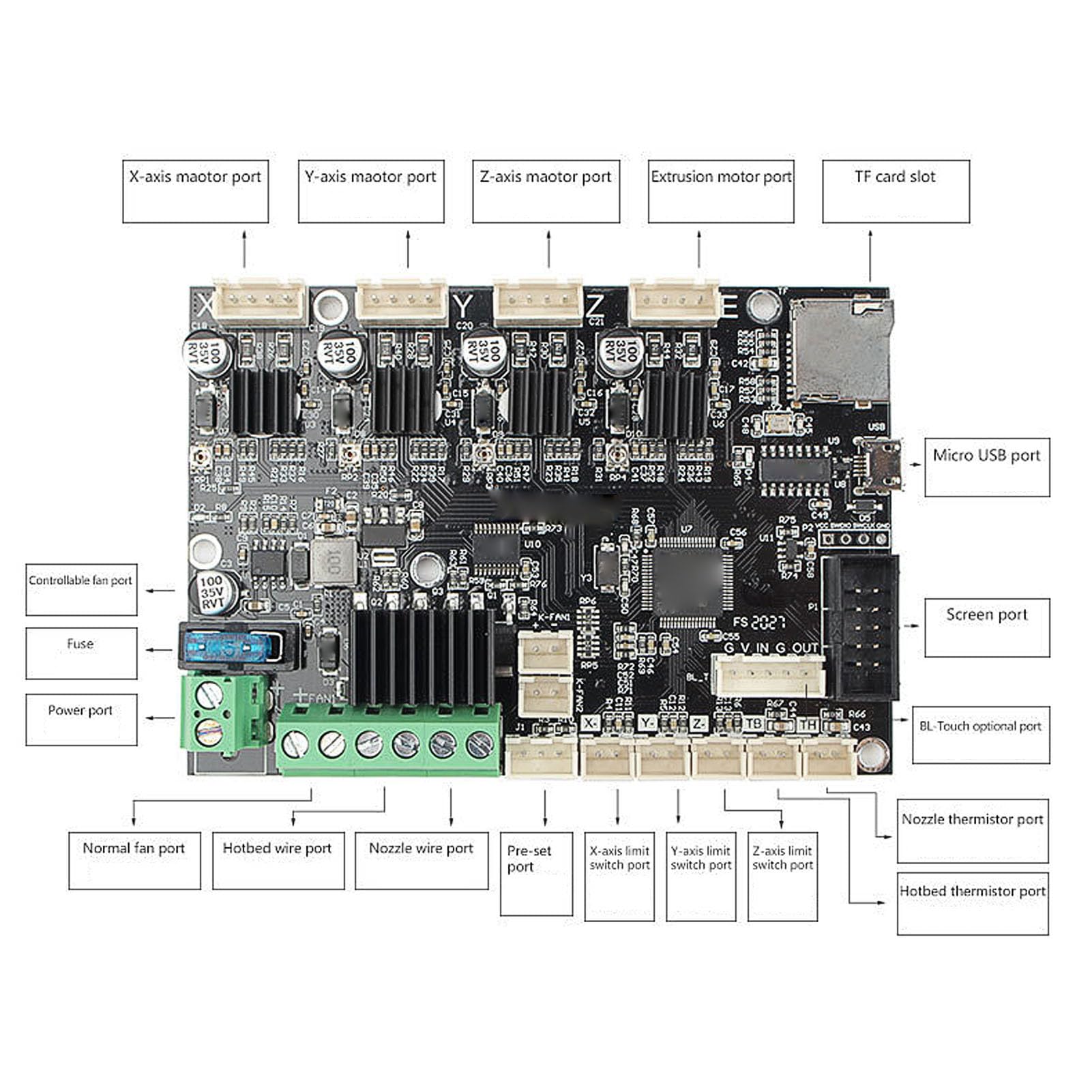 Tablero de Control de Impresora 3D V4.2.7 Actualizado para Ender 5, Chip Controlador de Motor Súper Silencioso Incluido, Fácil Instalación