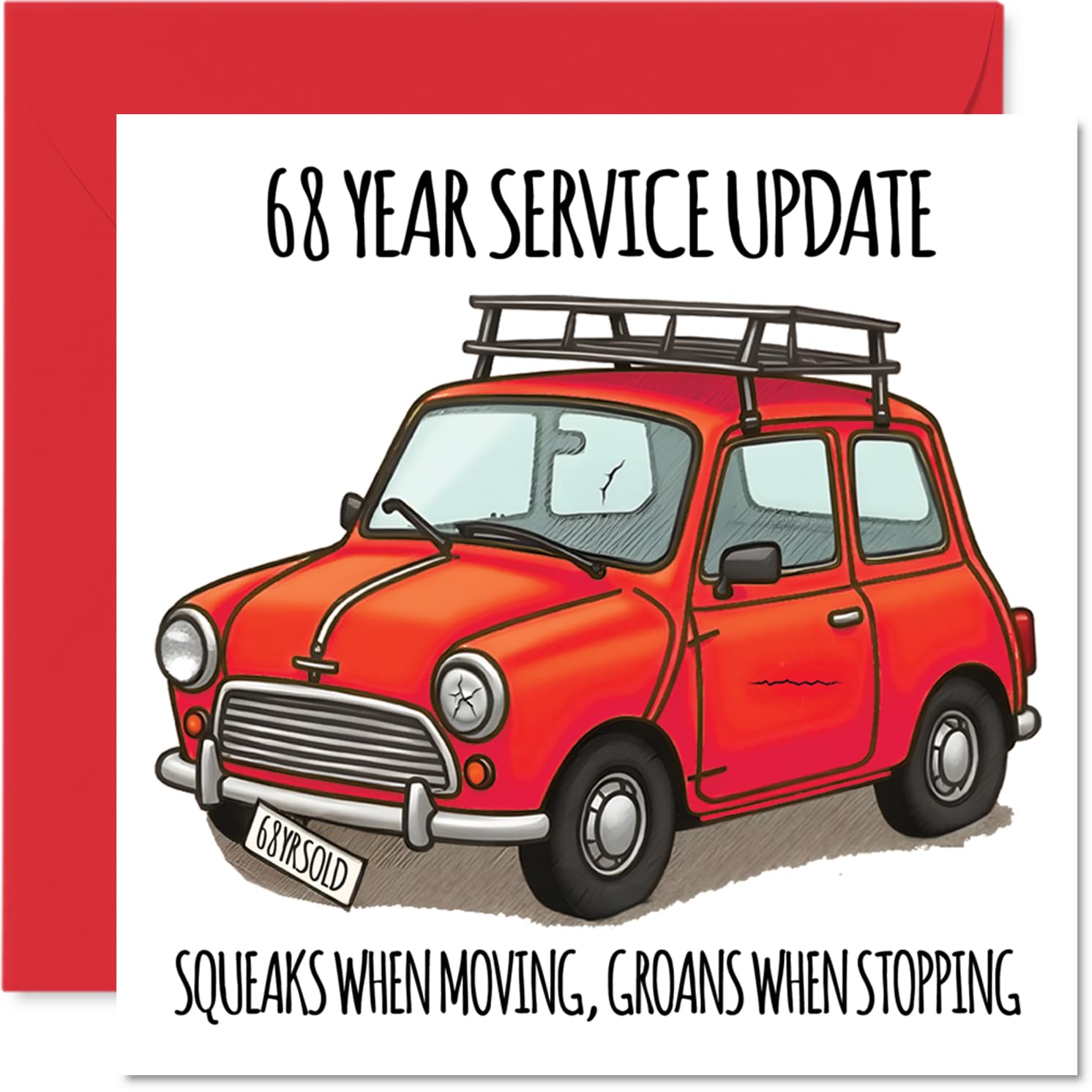 68th Birthday Cards for Men Women - Yearly Service Update - Happy Birthday Card for 68 Year Old Man Woman Brother Nan Nanny Cousin, 145mm Bday Greeting Cards